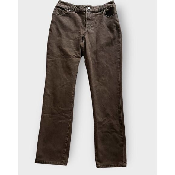 Chicos Platinum Women’s Size 1 Small Brown Pull On Pants Trousers 31” Inseam - Picture 1 of 6